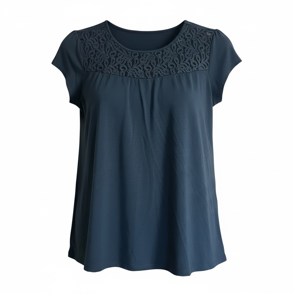 Elegant Navy Blue Lace Top